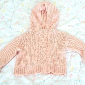 Cozy Pink Knit Hoodie 24M
